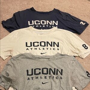 Nike UConn Athletics T-Shirts in Navy, White, and Gray